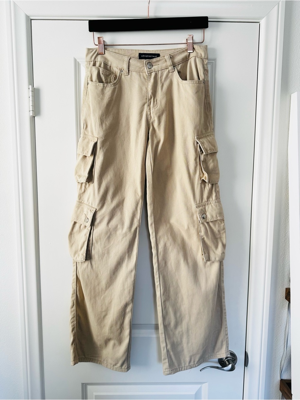 Aeropostale Tan Wide Leg Cargo Pants Y2K Utility Workwear Size Small